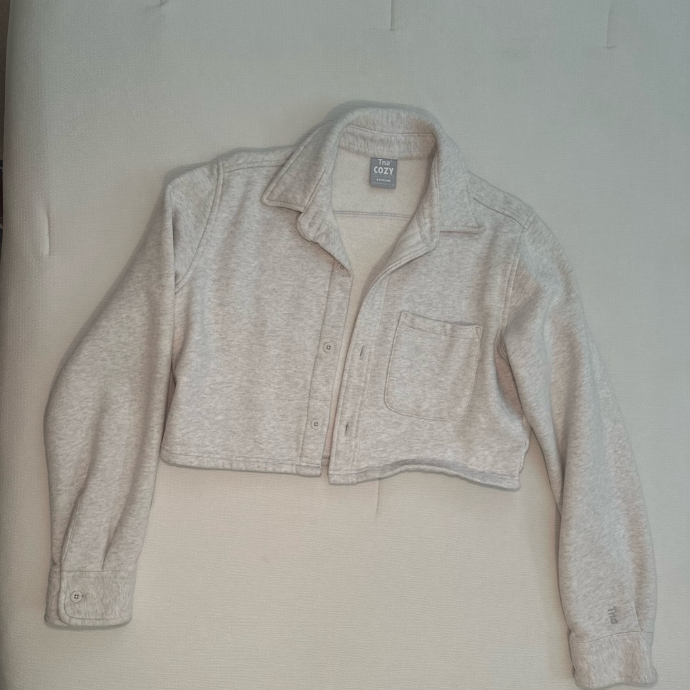 Aritzia Fleece Cropped Button Up